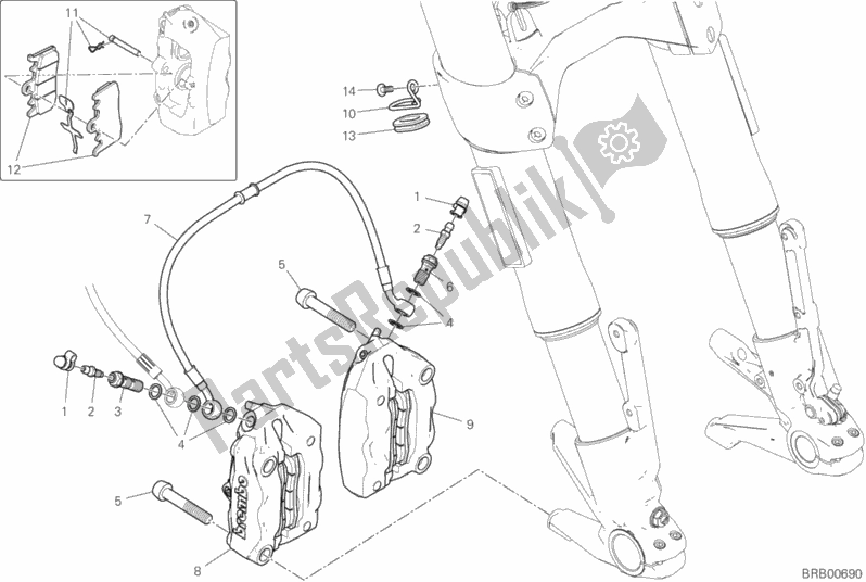 Todas las partes para Sistema De Freno Delantero de Ducati Diavel 1260 USA 2020